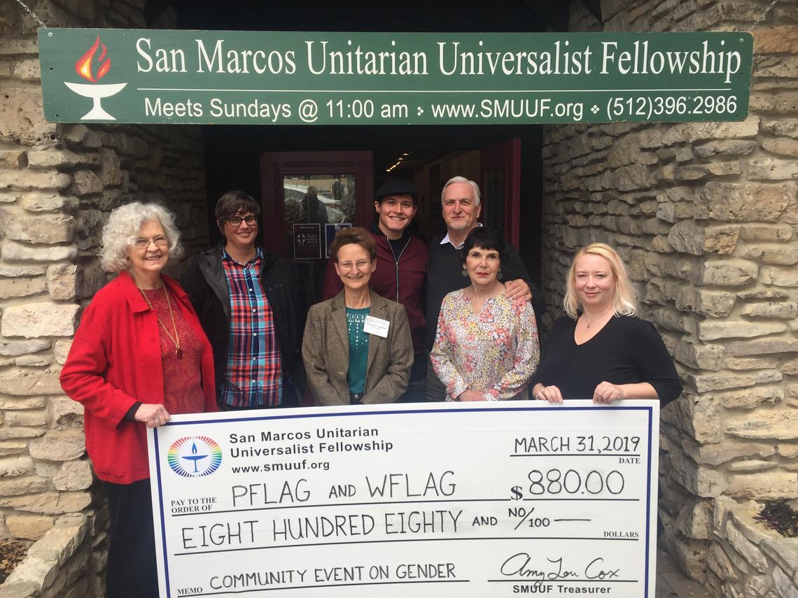 Unitarians donate to PFLAG and WFLAG