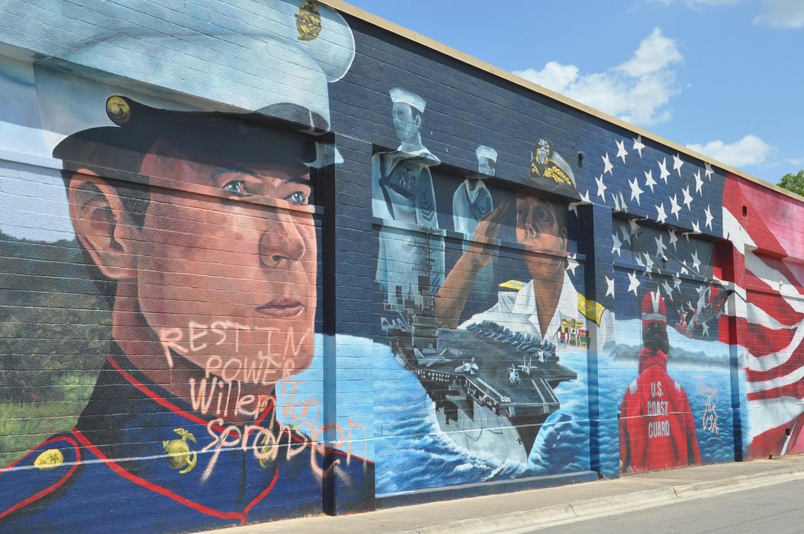 Veterans mural vandalized with anti-American profanity 