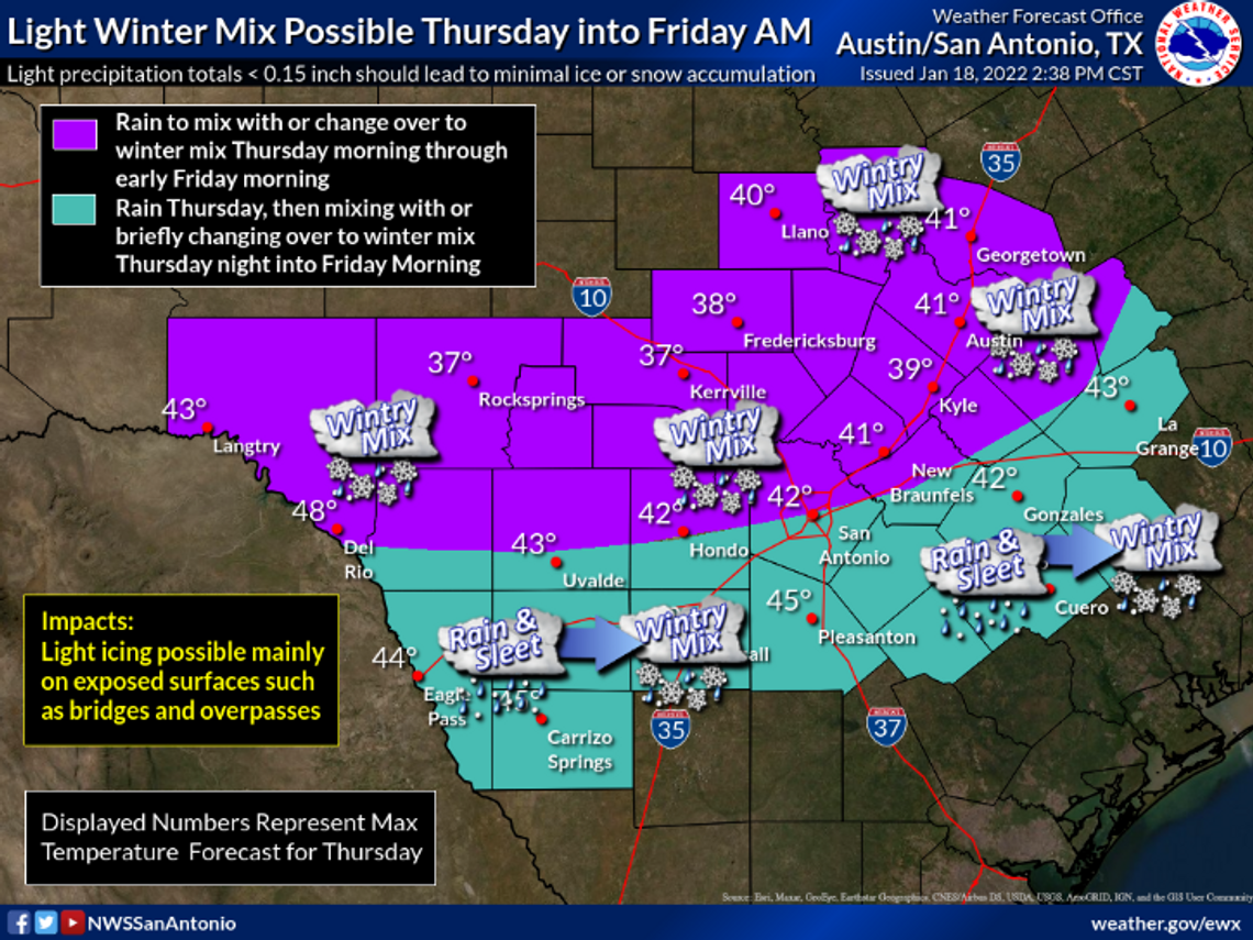 Wintry weather in forecast for Thursday but impact expected to be minimal, NWS says 