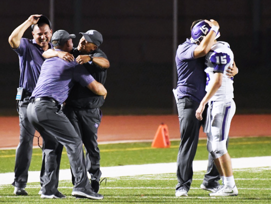 San Marcos  High School vs Laredo United Longhorns 9-13-18 - celebration