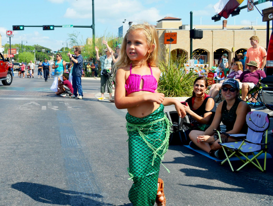 Kamryn Harvay of Gonzales travveled all the way to San Marcos to get a close view of the Mermaid Promenade