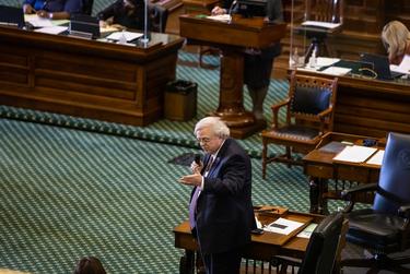 State Sen. Paul Bettencourt, R-Houston, addresses his colleagues in the Senate floor on March 2, 2021.